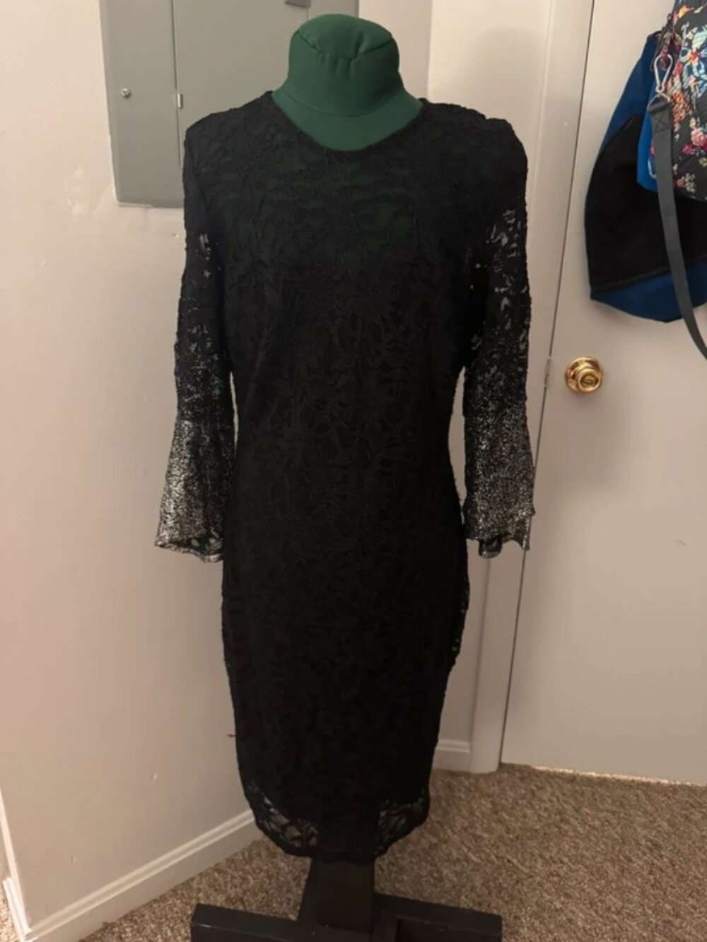 Black Lace Dress with Large Silver Sleeves